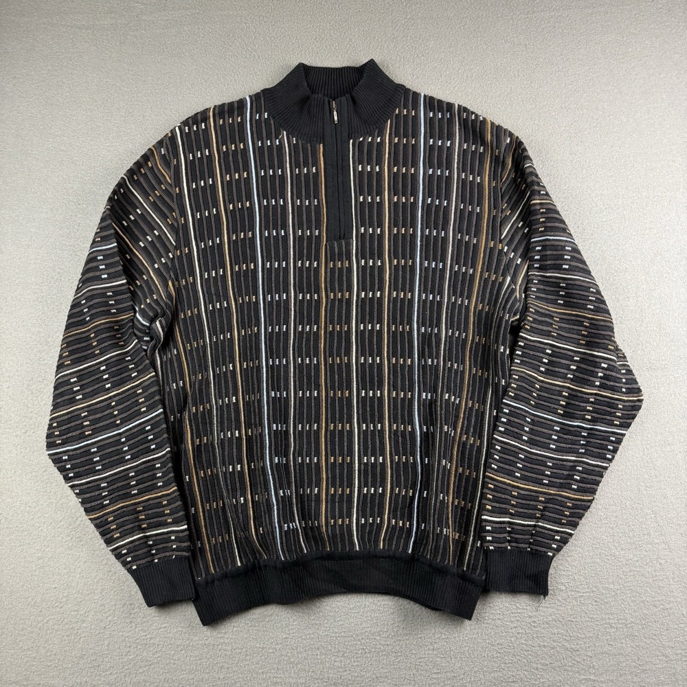 ST. CROIX SHOP VINTAGE USA‎ MADE MENS Large 1/4 ZIP MOCK PULLOVER SWEATER